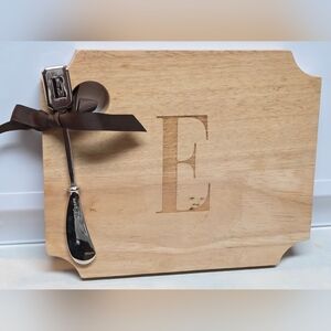 Mud Pie Initial Cheese Serving Board “E” Wood Monogram & Spreader